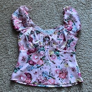 FRANCESCAS SATIN FLORAL TOP
